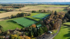 A general view of the hockey pitches at Glenalmond College.